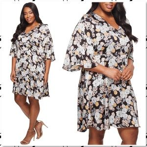 Bobeau Florice V Neck Dress Floral NWT